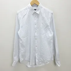 H■ザラマン/ZARA MAN SLIM FIT 総柄ドット 長袖シャツ ワイシャツ【L】白/MENS■114【中古】