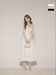 ホワイト[OF08] [DE4635-LF4635-W-2511]【DEA./ディア】charmer jacquard back ribbon long dress/ カメリアジャガード/ バックリボン/ ロングドレス/ キャバドレス long