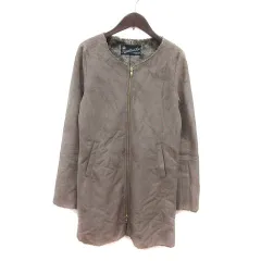 アーバンリサーチ サニーレーベル URBAN RESEARCH Sonny Label ノーカラーコート フェイクムートン ジップアップ 総裏地 36 S 茶 ブラウン /MS