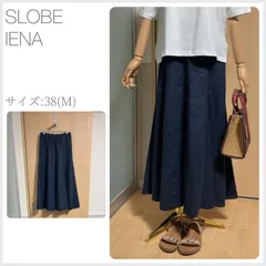 美品 SLOBE IENA European Flax ロングスカート サンダル38(Mサイズ) ネイビー 春夏 ヨーロピアンフラックスロングスカート shopHappiness (3343