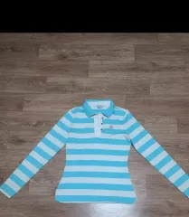 ルコックスポルティフ ストライプ 長袖 ポロTシャツ (S)