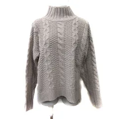 ローリーズファーム LOWRYS FARM ニット セーター ケーブル ハイネック 長袖 M ベージュ /YI ■MO