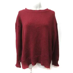 ニコアンド Niko and.. ニット セーター 長袖 ダメージ加工 M 赤 ボルドー /YI