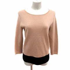 ポールスチュアート PAUL STUART ニット カットソー バイカラー 長袖 ウール 8 L ベージュ 黒 ブラック /YK