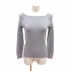 ナチュラルビューティーベーシック NATURAL BEAUTY BASIC ニット カットソー スクエアネック 長袖 M グレー /YK ■MO