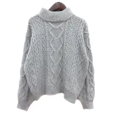 シンプリシテェ Simplicite ニット セーター ハイネック 長袖 ケーブル グレー /MN