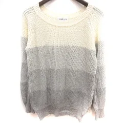 インディヴィ INDIVI ニット セーター 長袖 38 M アイボリー グレー /RT