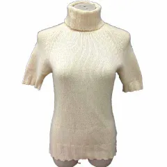 アー・ヴェ･ヴェ ミッシェルクラン a.v.v ニット セーター タートルネック 半袖 カシミヤ 38 M アイボリー 白 ホワイト /YK