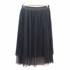 グローバルワーク GLOBAL WORK チュールスカート プリーツ ロング L 黒 ブラック /YK