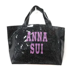 アナスイ ANNA SUI トートバッグ エナメル ラメ プリント 黒 ブラック 紫 パープル /MS ●RYのサムネイル