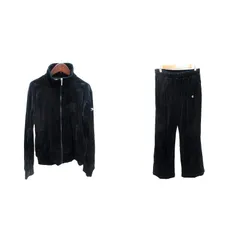 チャンピオン CHAMPION ジャージ セットアップ 上下 ベロアジャケット スタンドカラー ジップアップ イージーパンツ L 黒 ブラック /AU