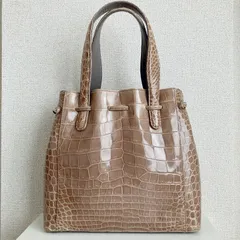 クロコダイル型押し ベージュ バッグ/オーストリッチ型押し キャメル U-nus 2way バッグ 2点まとめ売り