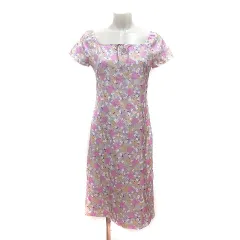 ミッシェルクラン MICHEL KLEIN エムケーコレクション MK Collection ワンピース ロング スクエアネック 花柄 リボン 半袖 38 マルチカラー /MS