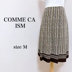 COMME CA ISM コムサイズム スカート ひざ下丈 フレア 総柄 ブラウン M レディース 古着 匿名配送 送料無料 【16-543】
