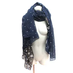 ビームスハート BEAMS HEART ストール マフラー 大判 切替 星柄 レオパード ヒョウ柄 紺 ネイビー /AU