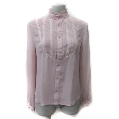 ロペピクニック ROPE Picnic シフォンブラウス シアー 長袖 レース 38 M ピンク /YI