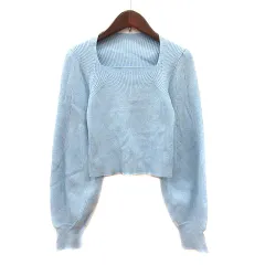 ココディール COCO DEAL ニット セーター スクエアネック 長袖 リブ 2 M 水色 ライトブルー /MN