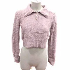 アルシーヴ archives ポロシャツ ニット フェザー ショート丈 長袖 M ピンク /YKのサムネイル