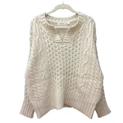 ニコアンド Niko and.. ニット セーター 長袖 ケーブル 3 M 白 アイボリー /MN ■MO