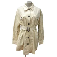 マウジー MOUSSY ステンカラーコート シングル コーデュロイ F 白 アイボリー /MN