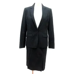 インディヴィ INDIVI スーツ セットアップ 上下 テーラードジャケット 総裏地 タイトスカート ひざ丈 ウール 38 M 黒 ブラック /MN