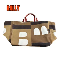 BALLY トートバッグ　ビジーB　Bロゴ ビッグサイズ　イタリア製　ブラウン　キャンバスのサムネイル