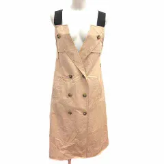 ストロベリーフィールズ STRAWBERRY-FIELDS ワンピース ジャンパースカート ひざ丈 ベージュ /YK