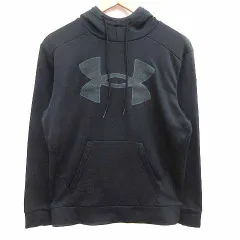 アンダーアーマー UNDER ARMOUR パーカー プルオーバー 裏生地 ロゴプリント 長袖 S 黒 ブラック /YK