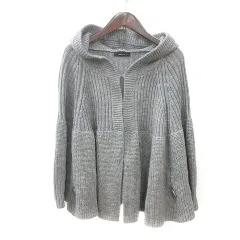 コムサイズム COMME CA ISM カーディガン ニット フード ポンチョ風 F グレー /MN
