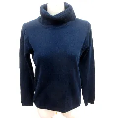 コムサイズム COMME CA ISM ニット カットソー タートルネック 長袖 L 紺 ネイビー /RT ■MO