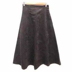グローバルワーク GLOBAL WORK フレアスカート ロング フェイクスエード S こげ茶 ダークブラウン /YK