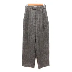 アーバンリサーチ ドアーズ URBAN RESEARCH DOORS ワイドパンツ ロング グレンチェック 38 茶 ブラウン 黒 ブラック ベージュ /MS