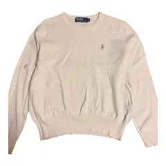 ポロバイラルフローレン　ニット　Sサイズ　ホワイト　刺繍　ワンポイント　ポニー　US古着　メリノウール100% polo by Ralph Lauren