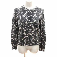 ティアラ Tiara カーディガン ニット 花柄 長袖 アンゴラ混 黒 ブラック アイボリー 白 ホワイト /YK