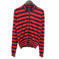 アナスイ ANNA SUI カーディガン ニット ジップアップ ボーダー 長袖 P S 黒 ブラック 赤 レッド /YKのサムネイル