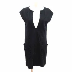 アンタイトル UNTITLED ワンピース ミニ スリットネック フレンチスリーブ ウール 2 M 黒 ブラック /YK