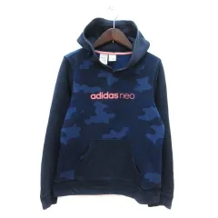 アディダスネオ adidas neo パーカー 迷彩柄 カモフラ 長袖 M 紺 ネイビー ピンク /MS
