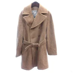ジュンコシマダ JUNKO SHIMADA ロングコート ダブル 総裏地 ウール アルパカ混 ウエストマーク 9 M ベージュ /AU