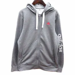アディダス adidas パーカー ジップアップ ロゴプリント 長袖 OT XL グレー /YK