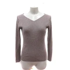 グリーンレーベルリラクシング ユナイテッドアローズ green label relaxing ニット カットソー Vネック リブ 長袖 茶 ブラウン /MS
