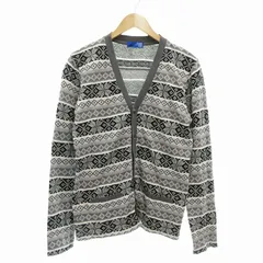 ビームス BEAMS 美品 カーディガン ニット ノルディック柄 Vネック 長袖 L ダークグレー /AE ■GY14
