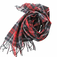 トミーヒルフィガー TOMMY HILFIGER タグ付き マフラー ストール チェック柄 ウール 赤 紺 0625 ●ECO