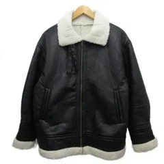 ローリーズファーム LOWRYS FARM ボアレザージャケット ライダース ムートン フェイクレザー 黒 ブラック F ■MET2