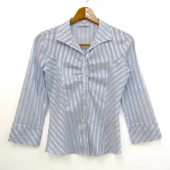 ナラカミーチェ 長袖シャツ トップス ストライプ柄 クリーニング済み レディース 1サイズ 水色 NARACAMICIE 【中古】