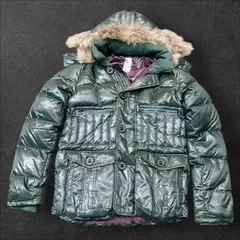 y2k 00s archive old se man tic design ダウン ジャケット グリーン フェイクファー サイズM グランジ 光沢