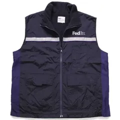 FedExフェデックス Ston Herman ツートン 切り替え フリースライナー ナイロン ワークベスト 濃紺×紫★オールド ups ビッグサイズ