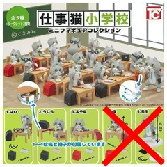 仕事猫小学校ミニフィギュアコレクション × 3種セット くまみね フィギュア 保育園 小学生 学校 先生 生徒 猫 支持棒 出席簿 ねこ 猫 ヨシ 子猫 ガチャ ガチャガチャ カプセルトイ はい！ うしろ よそ見