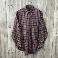 OLD POLO COUNTRY 90s ポロ カントリー RRL ダブルアールエル レッド ポニー 刺繍 長袖 ボタンダウン チェック ネルシャツ ヘビネル メンズ M サイズ