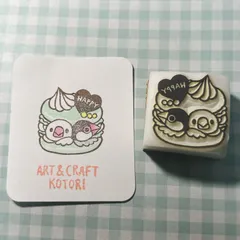 消しゴムはんこ　文鳥マカロン