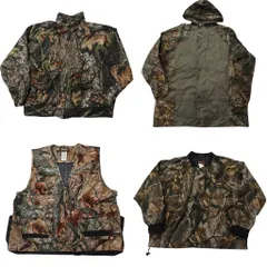 古着卸 まとめ売り リアルツリーカモ ジャケット 4枚セット (メンズ L /XL ) ハンティングベスト ウールリッチ 中古 古着 NC7131